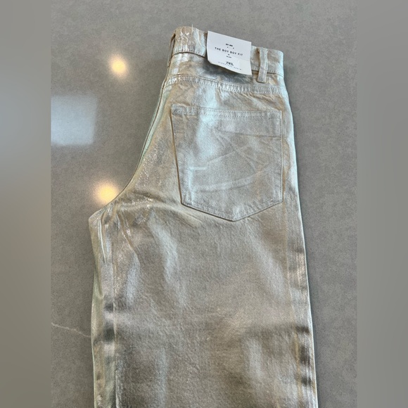 Zara silver metallic jeans size 36 (4) - Picture 7 of 12